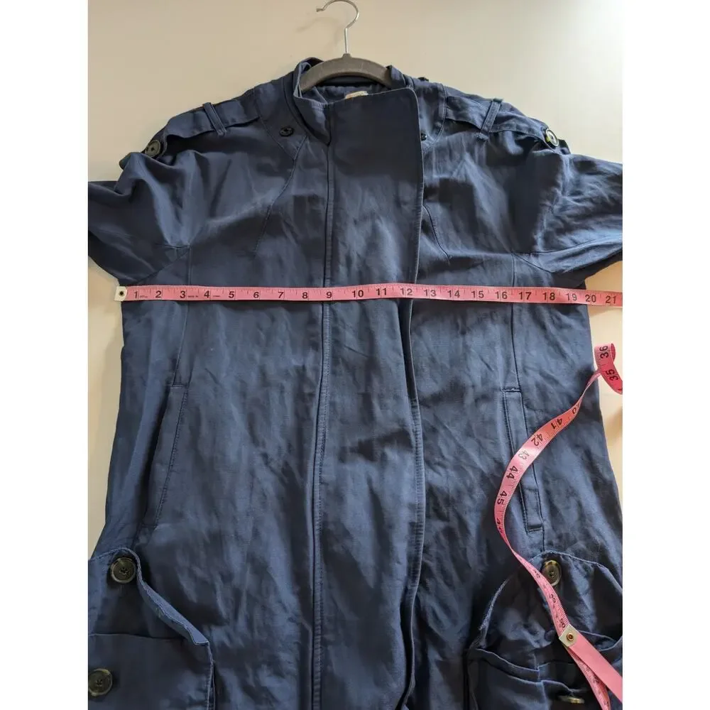 L'Agence Parka Jacket Metallic Utility Designer Luxury Pockets Blue Size M